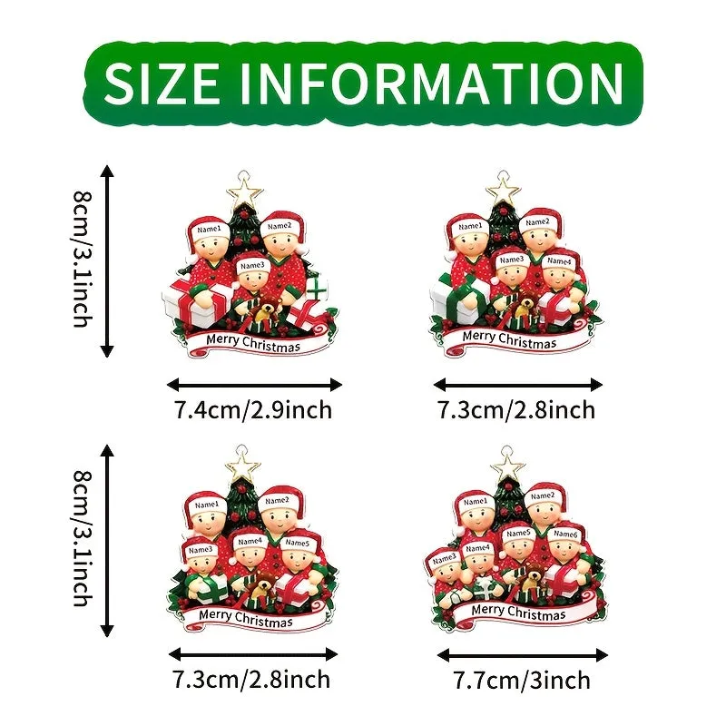 1pc Art Deco Personalized Acrylic Christmas Tree Ornament - Custom Family Name Festive Holiday Tree Topper, Easy Hang Design for Home & Kitchen Decor, No Electricity Needed, Ideal for Christmas & New Year Celebrations
