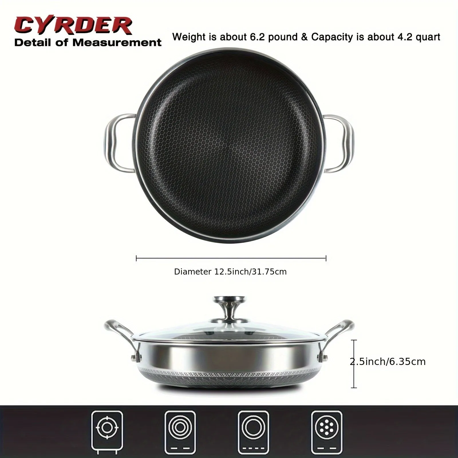1pc Stainless Steel Non-Stick Wok Pan - Effortless Cooking with Lid & Dual Handles - PFOA Free, Dishwasher Safe - Perfect for Wokking, Toasting, Roasting & Stewing - Premium Kitchen Utensil for Hassle-Free Meals