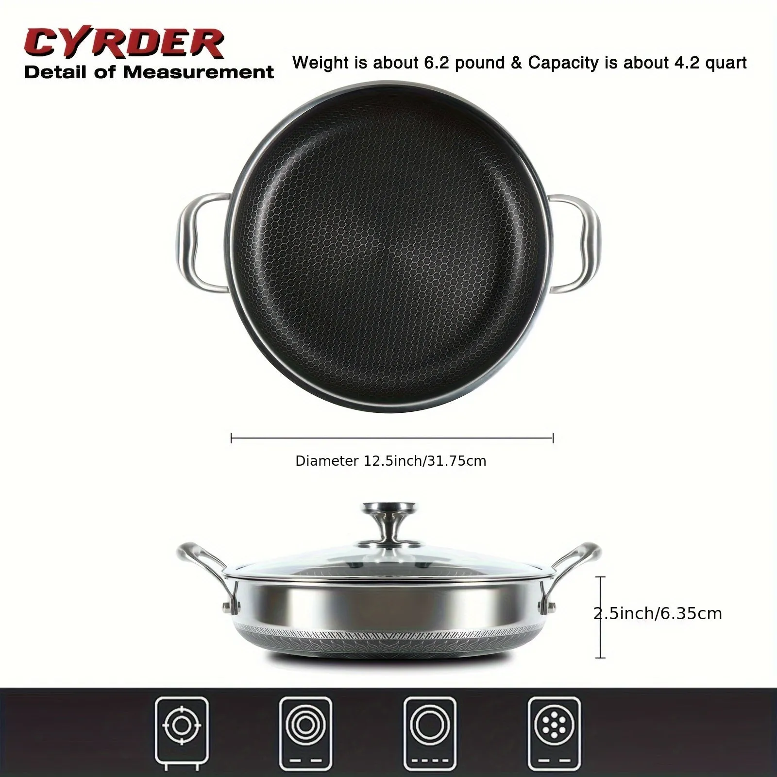 1pc Stainless Steel Non-Stick Wok Pan - Effortless Cooking with Lid & Dual Handles - PFOA Free, Dishwasher Safe - Perfect for Wokking, Toasting, Roasting & Stewing - Premium Kitchen Utensil for Hassle-Free Meals
