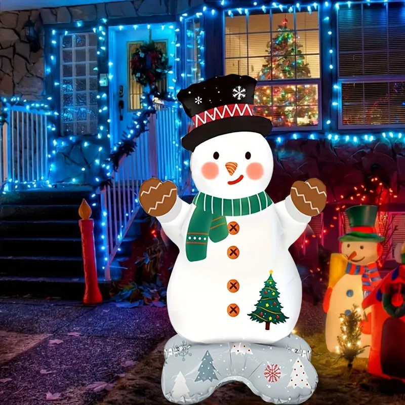 1pc/2pcs Christmas Extra-large Snowman Aluminum Film Balloons, Christmas Party Decoration Supplies, Christmas Balloon Decoration, Outdoor Atmosphere Decoration, Christmas Decoration