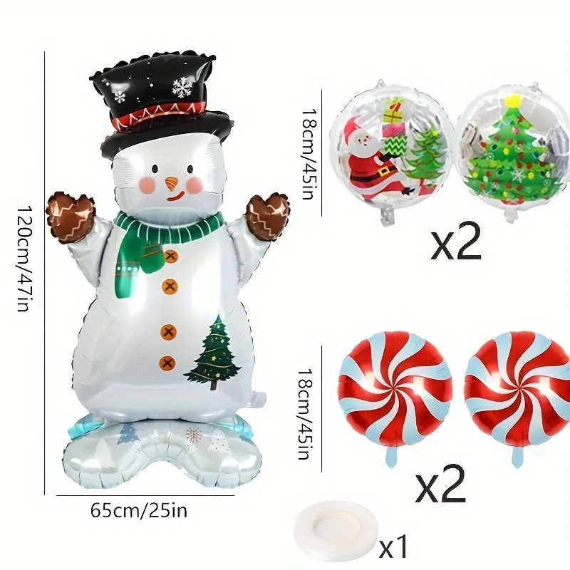 1pc/2pcs Christmas Extra-large Snowman Aluminum Film Balloons, Christmas Party Decoration Supplies, Christmas Balloon Decoration, Outdoor Atmosphere Decoration, Christmas Decoration