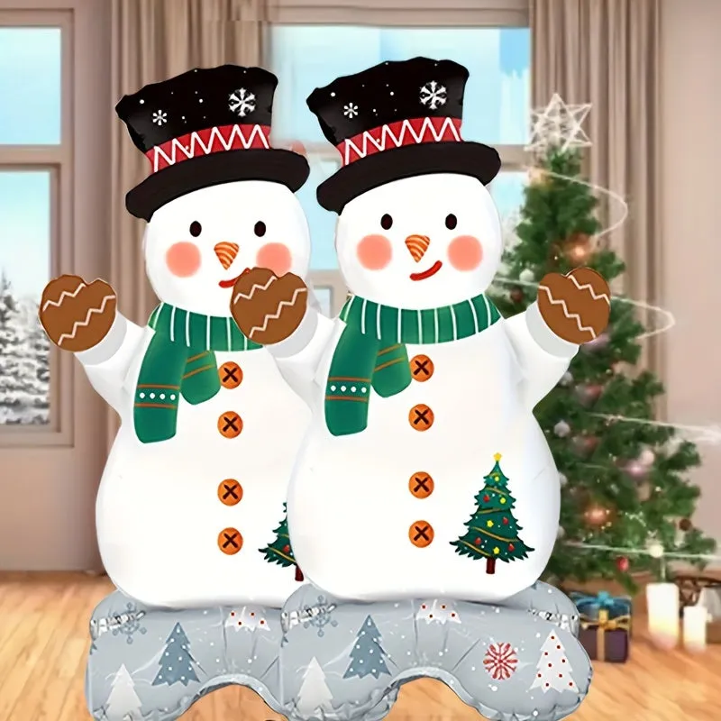 1pc/2pcs Christmas Extra-large Snowman Aluminum Film Balloons, Christmas Party Decoration Supplies, Christmas Balloon Decoration, Outdoor Atmosphere Decoration, Christmas Decoration