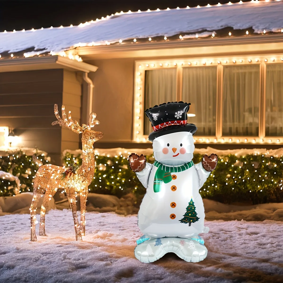 1pc/2pcs Christmas Extra-large Snowman Aluminum Film Balloons, Christmas Party Decoration Supplies, Christmas Balloon Decoration, Outdoor Atmosphere Decoration, Christmas Decoration