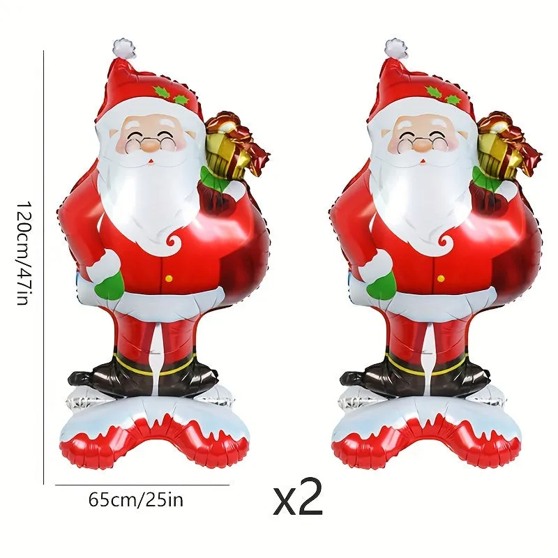 1pc/2pcs Christmas Extra-large Snowman Aluminum Film Balloons, Christmas Party Decoration Supplies, Christmas Balloon Decoration, Outdoor Atmosphere Decoration, Christmas Decoration