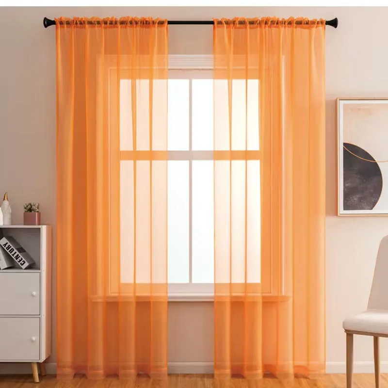 1pcs/set Pure Colour Sheer Voile Window Treatment With Rod Pocket Curtain Panels Suitable For Use In Kitchens, Bedrooms, And Living Rooms (white 52x84)