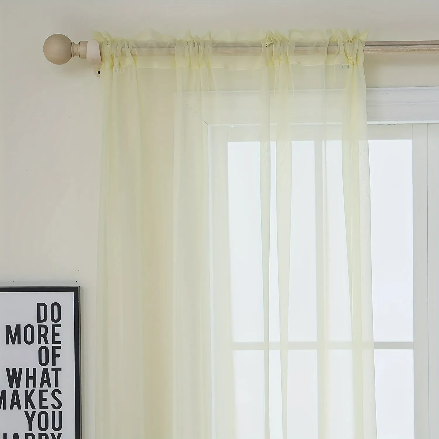 1pcs/set Pure Colour Sheer Voile Window Treatment With Rod Pocket Curtain Panels Suitable For Use In Kitchens, Bedrooms, And Living Rooms (white 52x84)