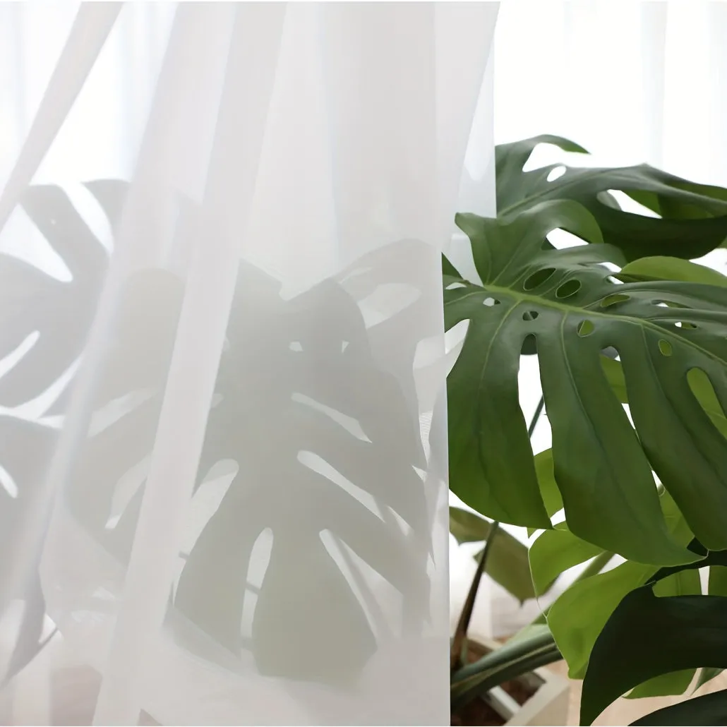 1pcs/set Pure Colour Sheer Voile Window Treatment With Rod Pocket Curtain Panels Suitable For Use In Kitchens, Bedrooms, And Living Rooms (white 52x84)