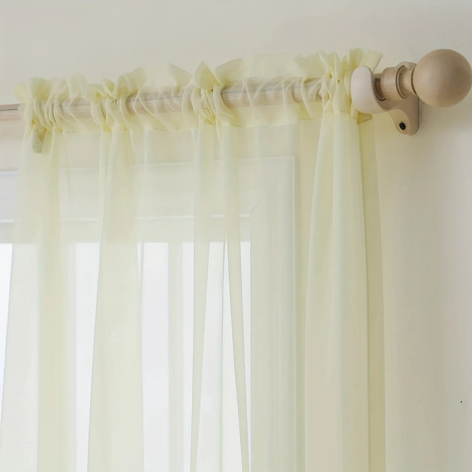 1pcs/set Pure Colour Sheer Voile Window Treatment With Rod Pocket Curtain Panels Suitable For Use In Kitchens, Bedrooms, And Living Rooms (white 52x84)