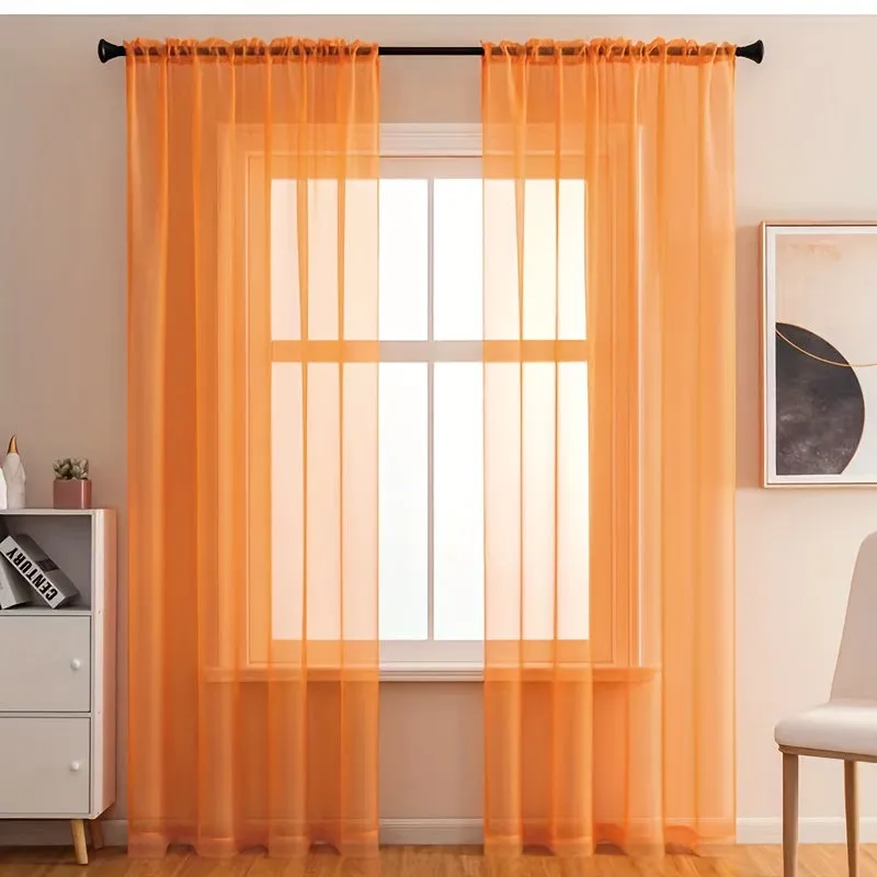 1pcs/set Pure Colour Sheer Voile Window Treatment With Rod Pocket Curtain Panels Suitable For Use In Kitchens, Bedrooms, And Living Rooms (white 52x84)