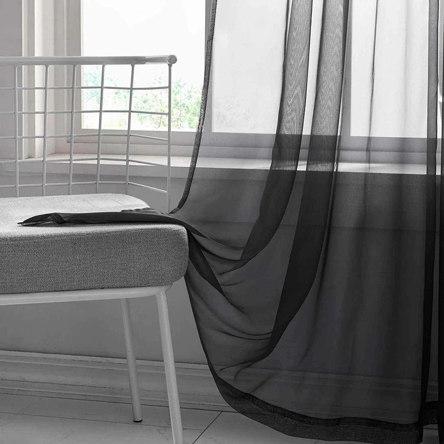 1pcs/set Pure Colour Sheer Voile Window Treatment With Rod Pocket Curtain Panels Suitable For Use In Kitchens, Bedrooms, And Living Rooms (white 52x84)