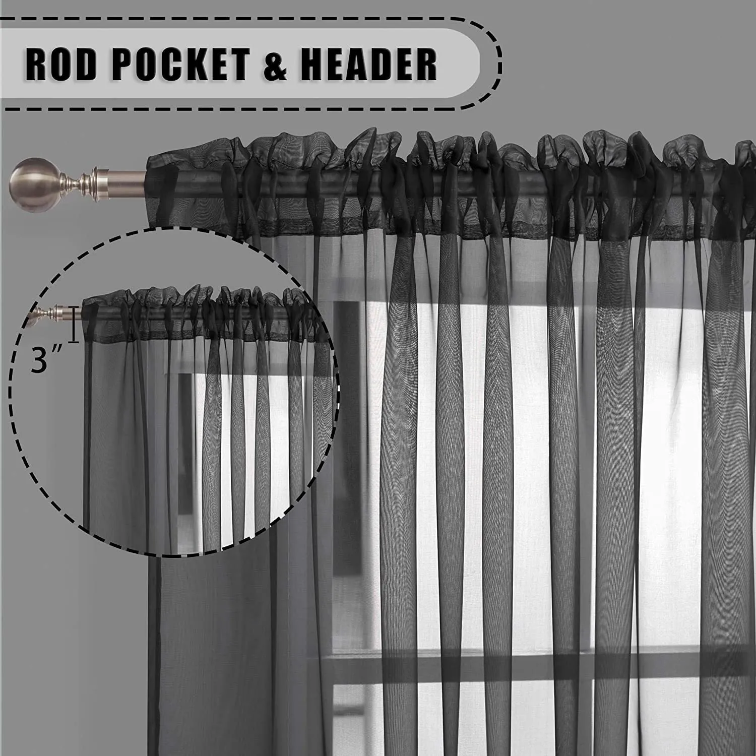 1pcs/set Pure Colour Sheer Voile Window Treatment With Rod Pocket Curtain Panels Suitable For Use In Kitchens, Bedrooms, And Living Rooms (white 52x84)