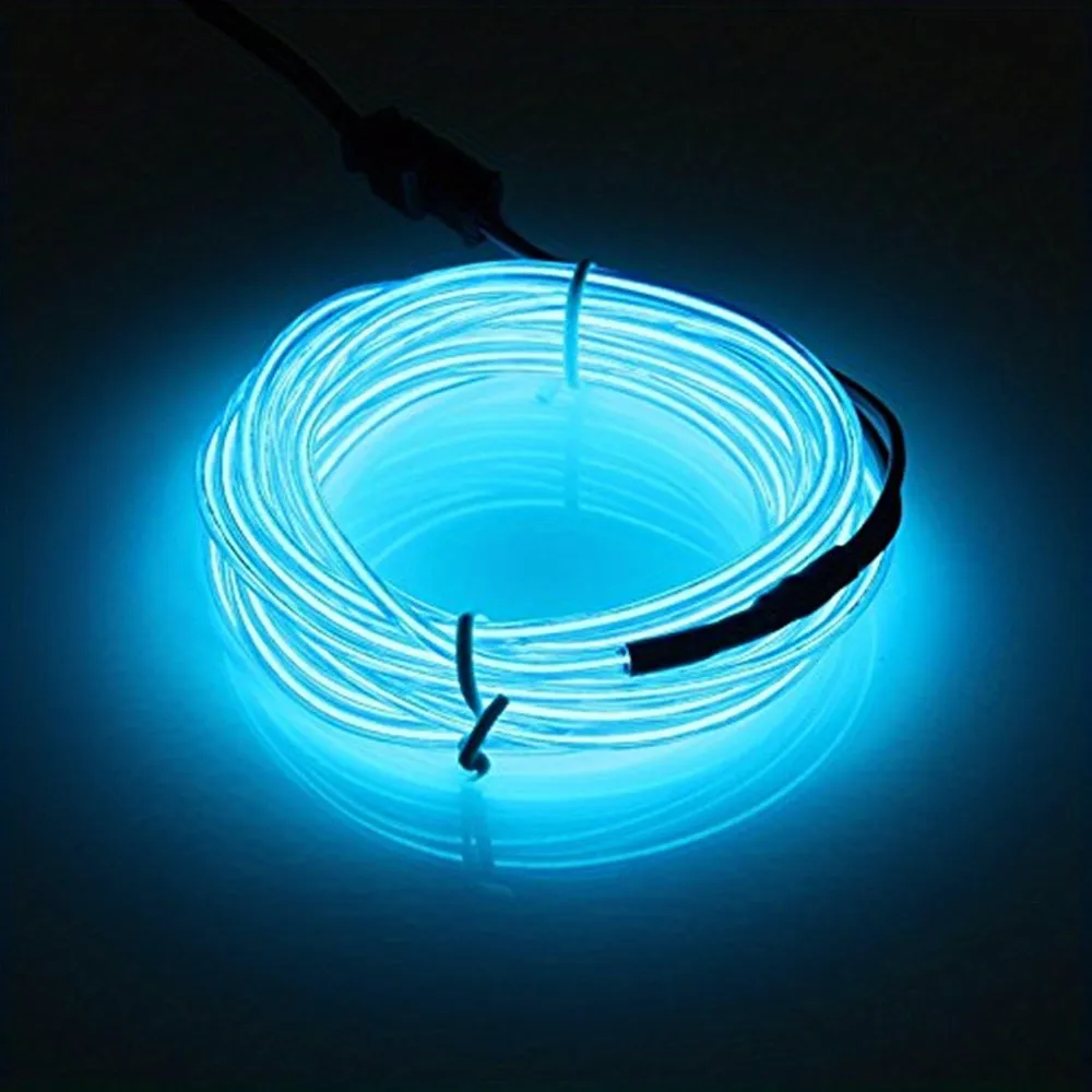 1set 196.85inch/16.4ft Bright Neon Light Strip, EL Wire Battery Pack, 360° Illumination Neon Tube Rope Lights, For DIY, Festival, Halloween, Chrismas, Party Decoration