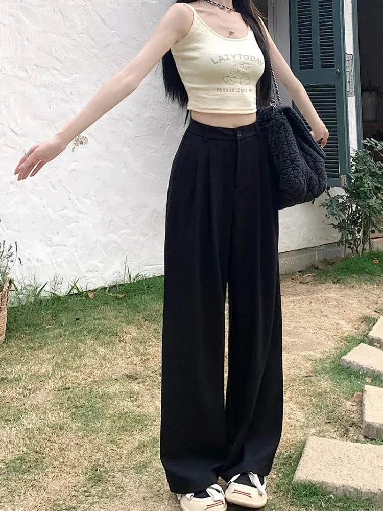 Advbridge  -  S-XL 3Colors Korean Women 2024 Summer Casual Thin High Waist Suit Pants Female Wide Leg Long Trousers Womens (73075