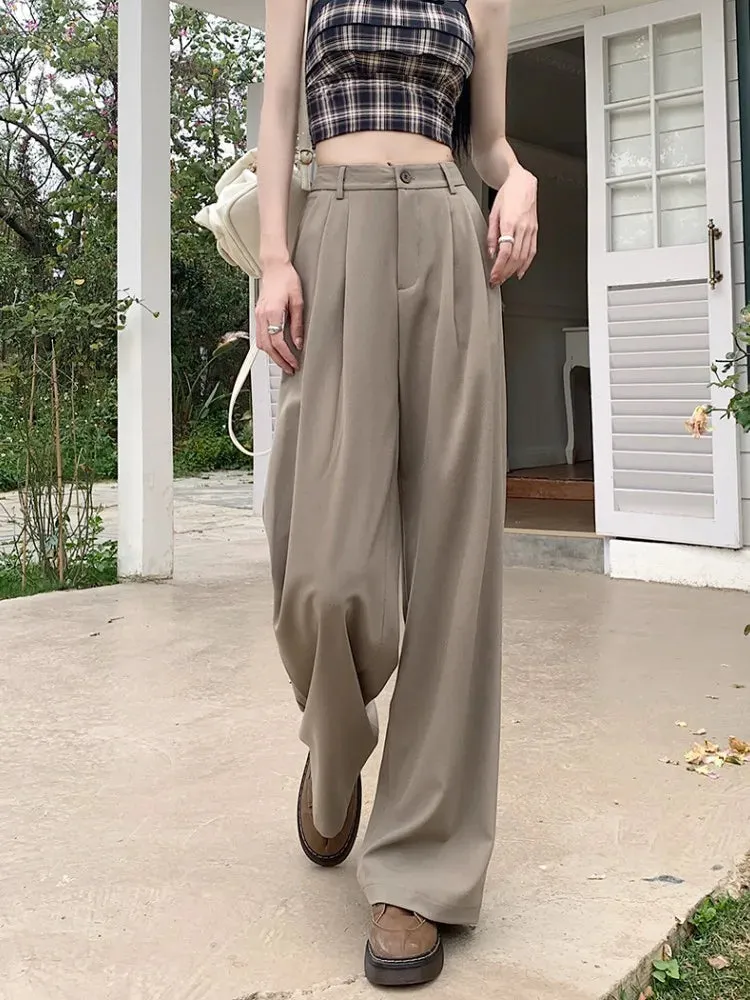 Advbridge  -  S-XL 3Colors Korean Women 2024 Summer Casual Thin High Waist Suit Pants Female Wide Leg Long Trousers Womens (73075