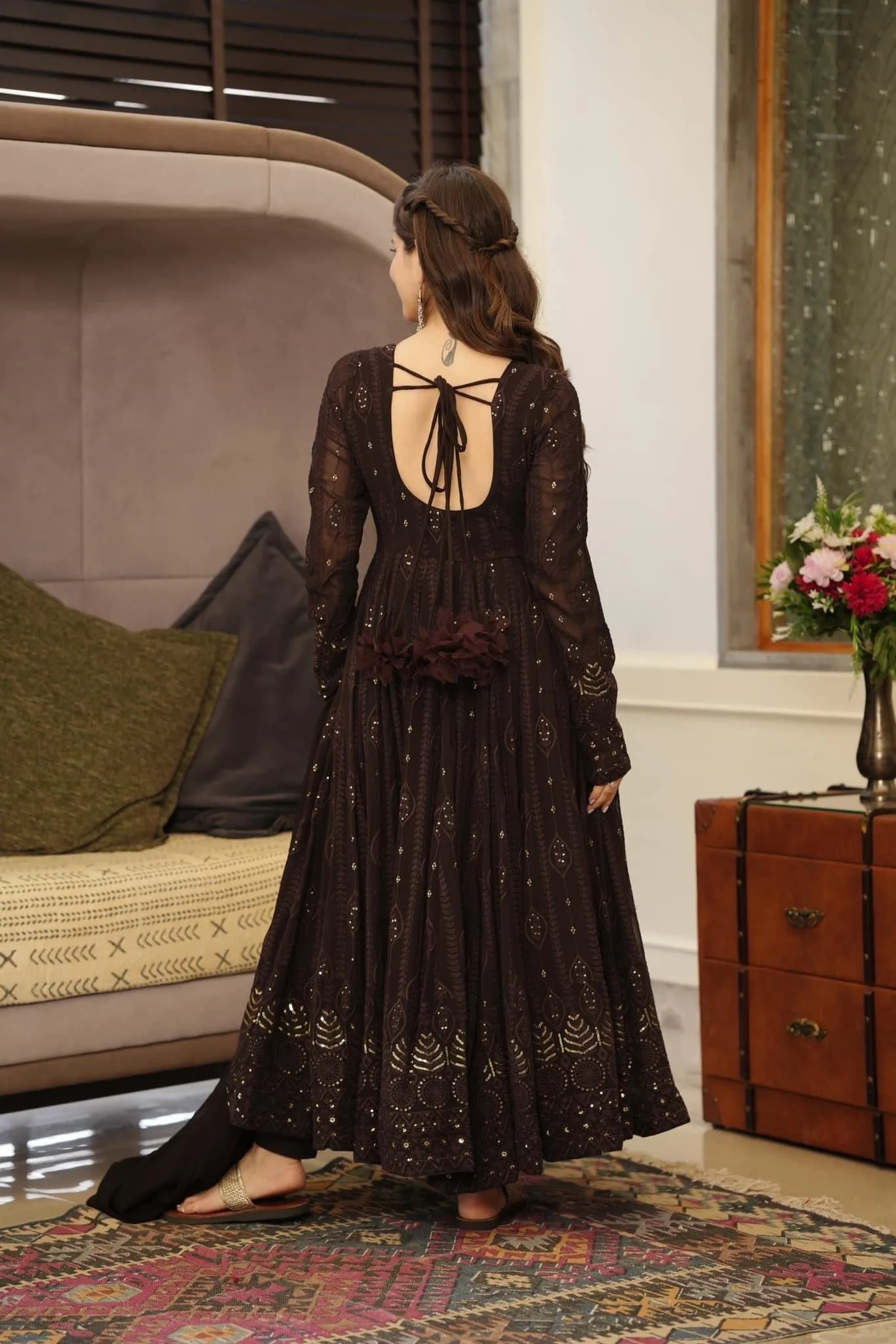 Bestti Black Heavy Designer Western Pair With Dupatta Set