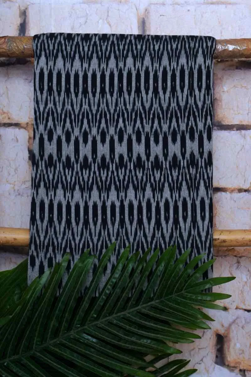 Black Handloom Ikat Two Piece Set with Linen Dupatta