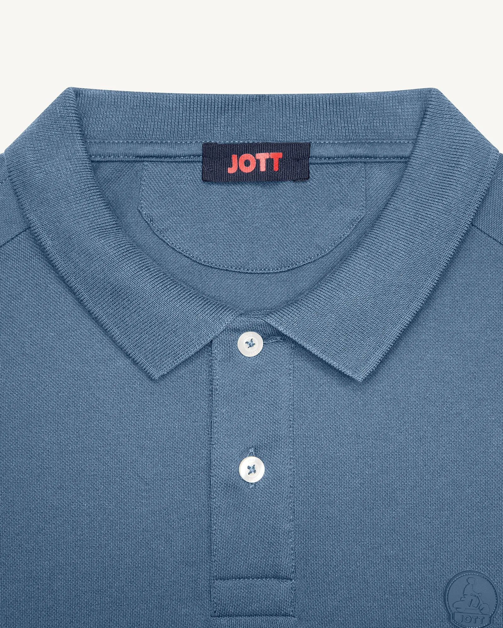 Carlos cotton long-sleeved polo shirt Washed blue