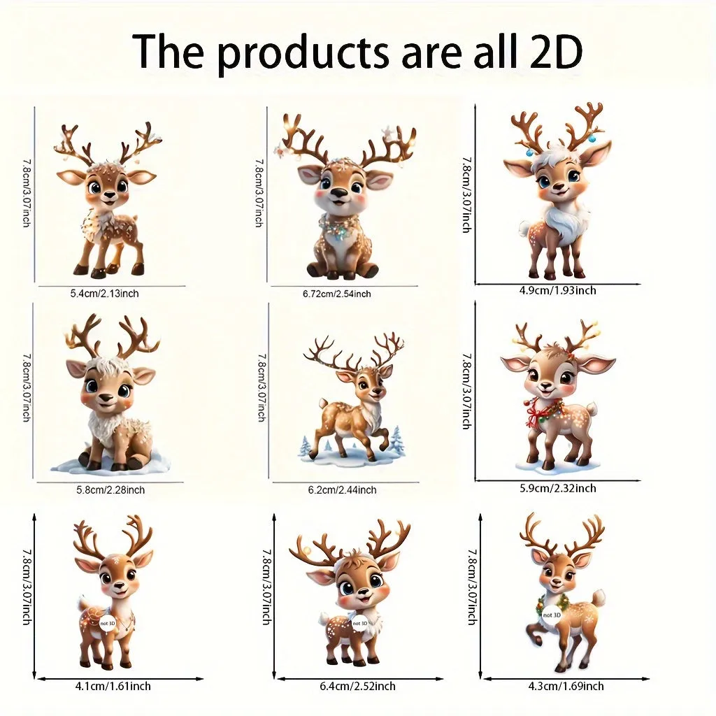 Charming Acrylic Reindeer Youngsters with Christmas Lights - Perfect for Car & Tree Decor, Ideal for Halloween & Christmas Celebrations
