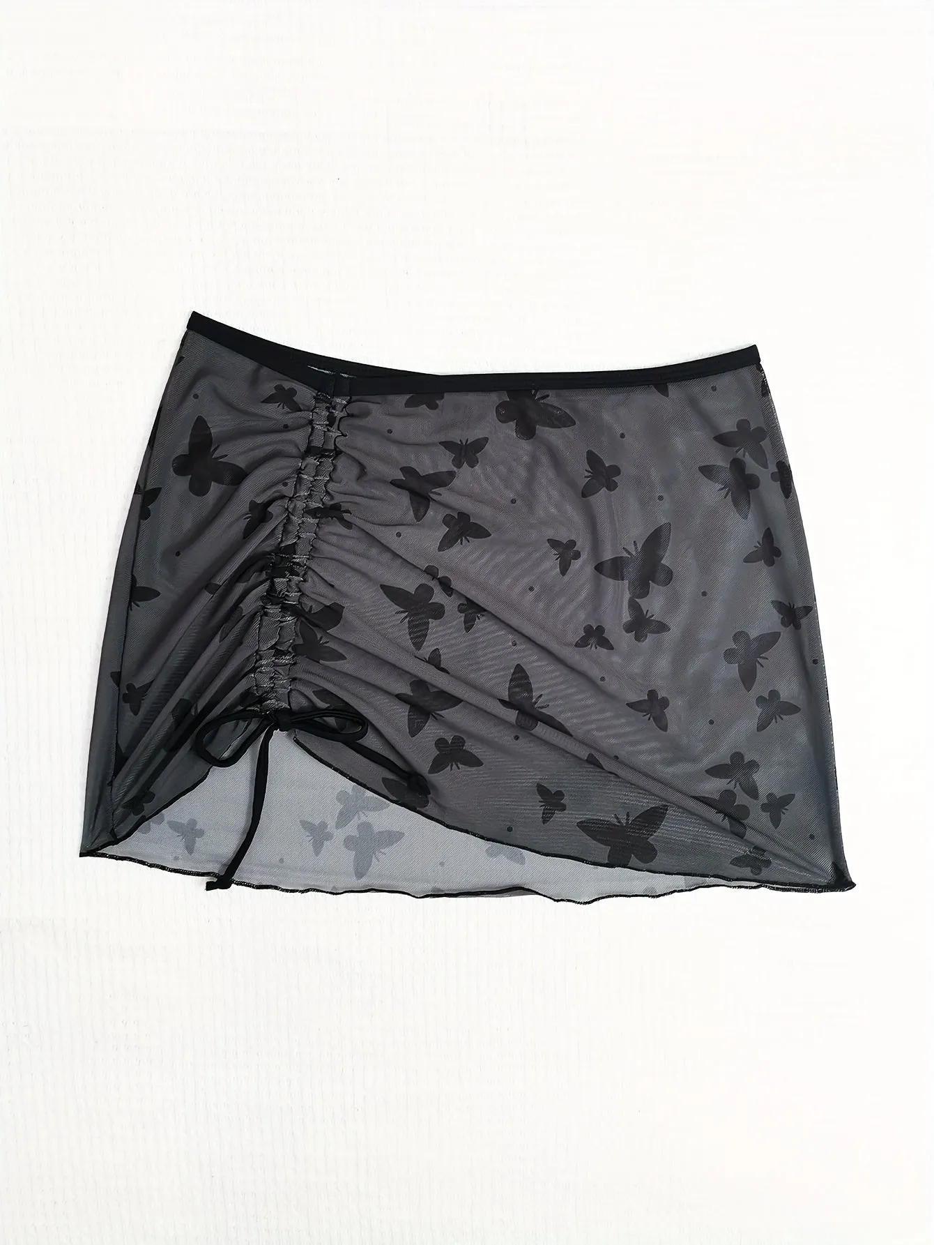 Charming Butterfly Print Halter Bikini Set - Flirty Hanky Hem, High Cut & Cover-Up Skirt Swimsuit Ensemble for Fashion-Forward Women