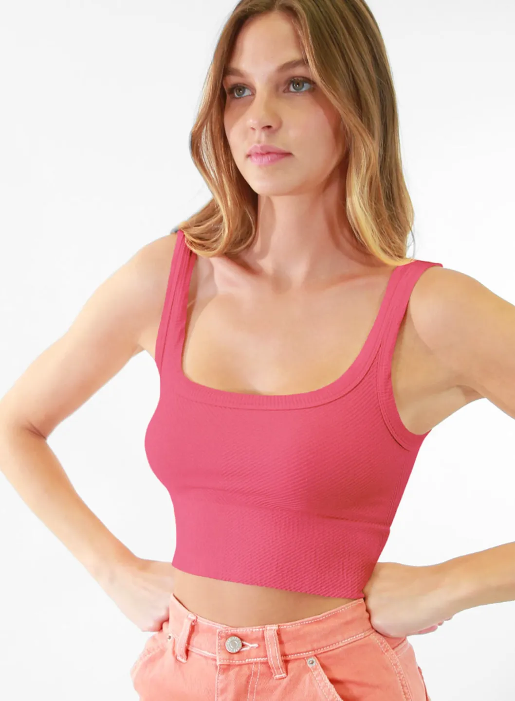 Chevron Ribbed Crop Top