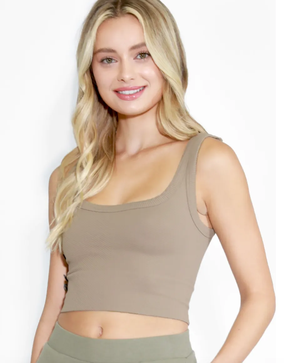 Chevron Ribbed Crop Top
