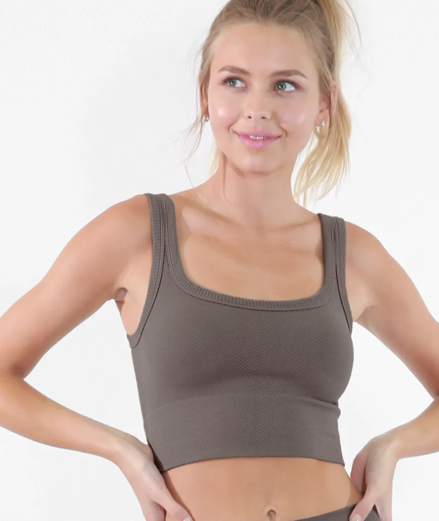 Chevron Ribbed Crop Top