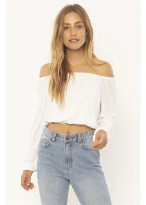 Coastal LS Knit Top - White
