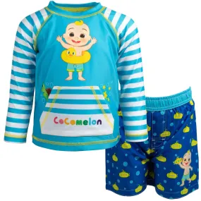 CoComelon JJ Rash Guard and Swim Trunks Outfit Set