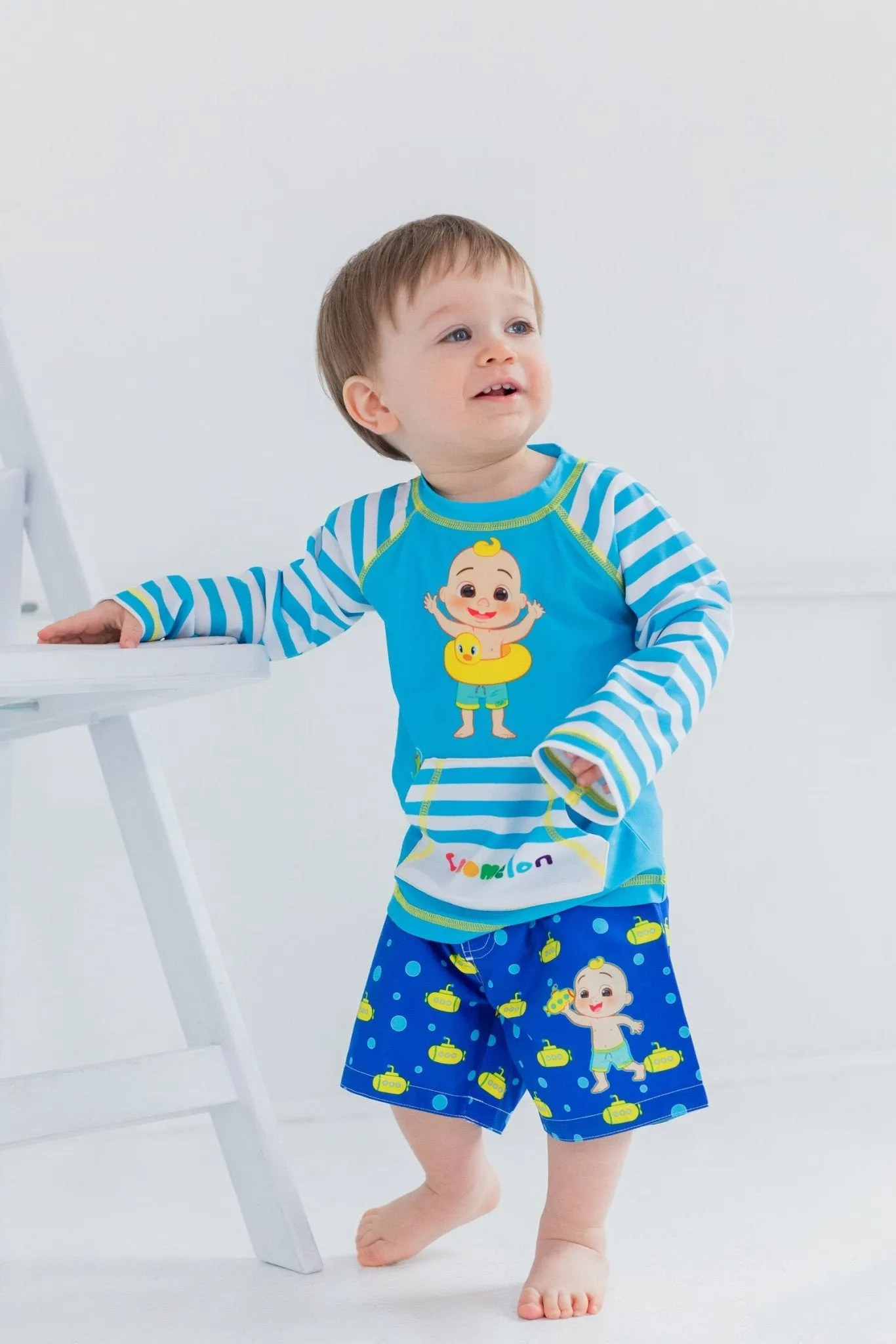 CoComelon JJ Rash Guard and Swim Trunks Outfit Set