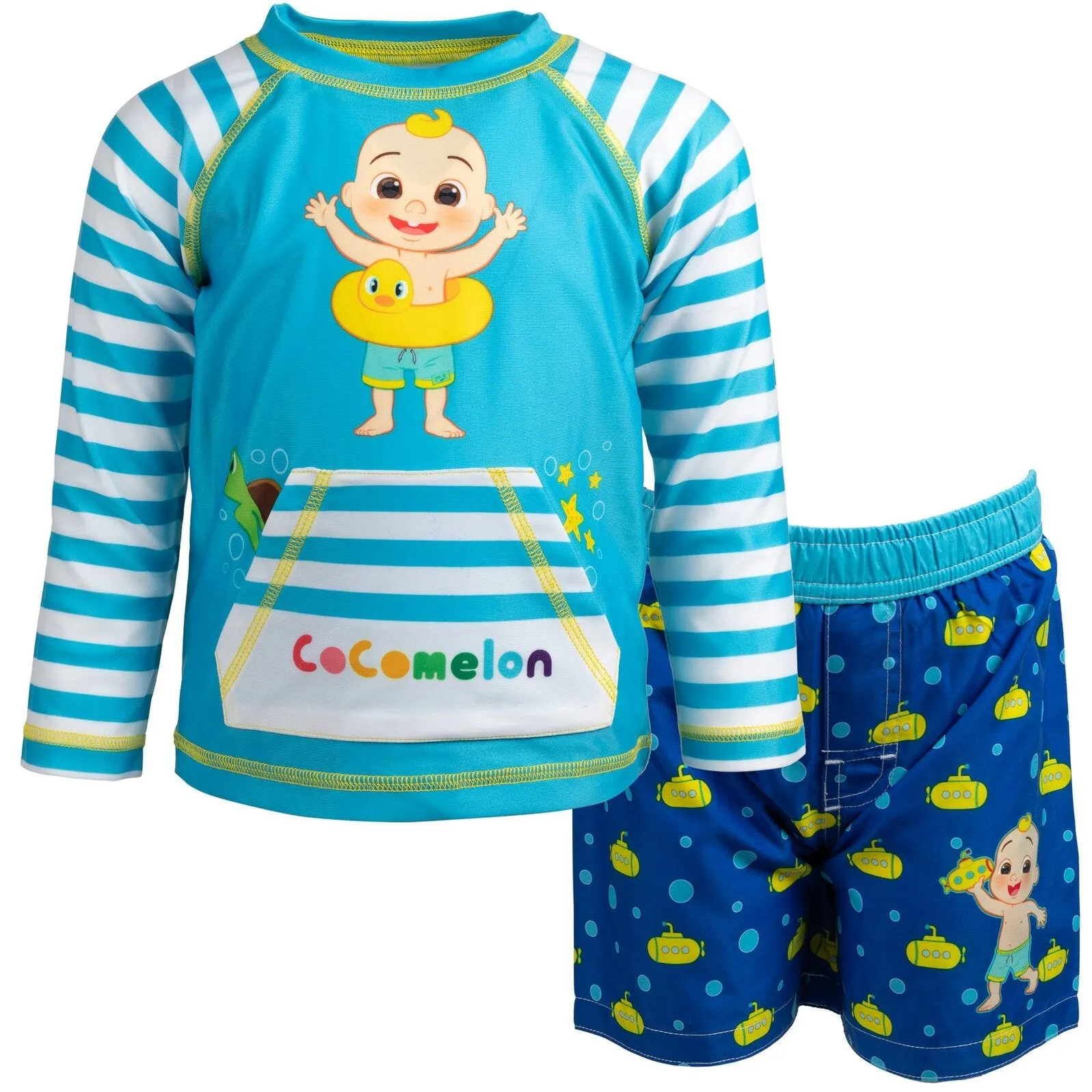 CoComelon JJ Rash Guard and Swim Trunks Outfit Set