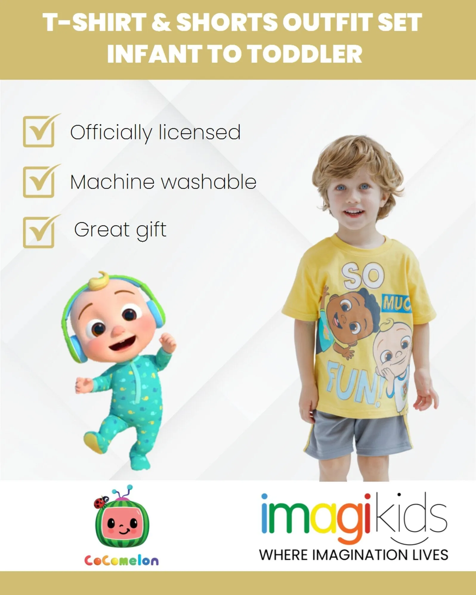CoComelon T-Shirt and Athletic Mesh Shorts Outfit Set