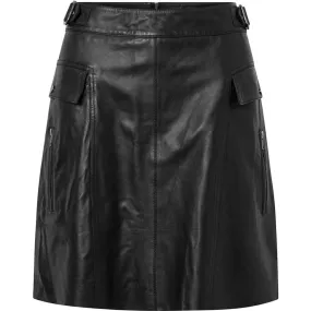 Cool a-shape fitting Drea leather skirt / 51136 - Black (Nero)