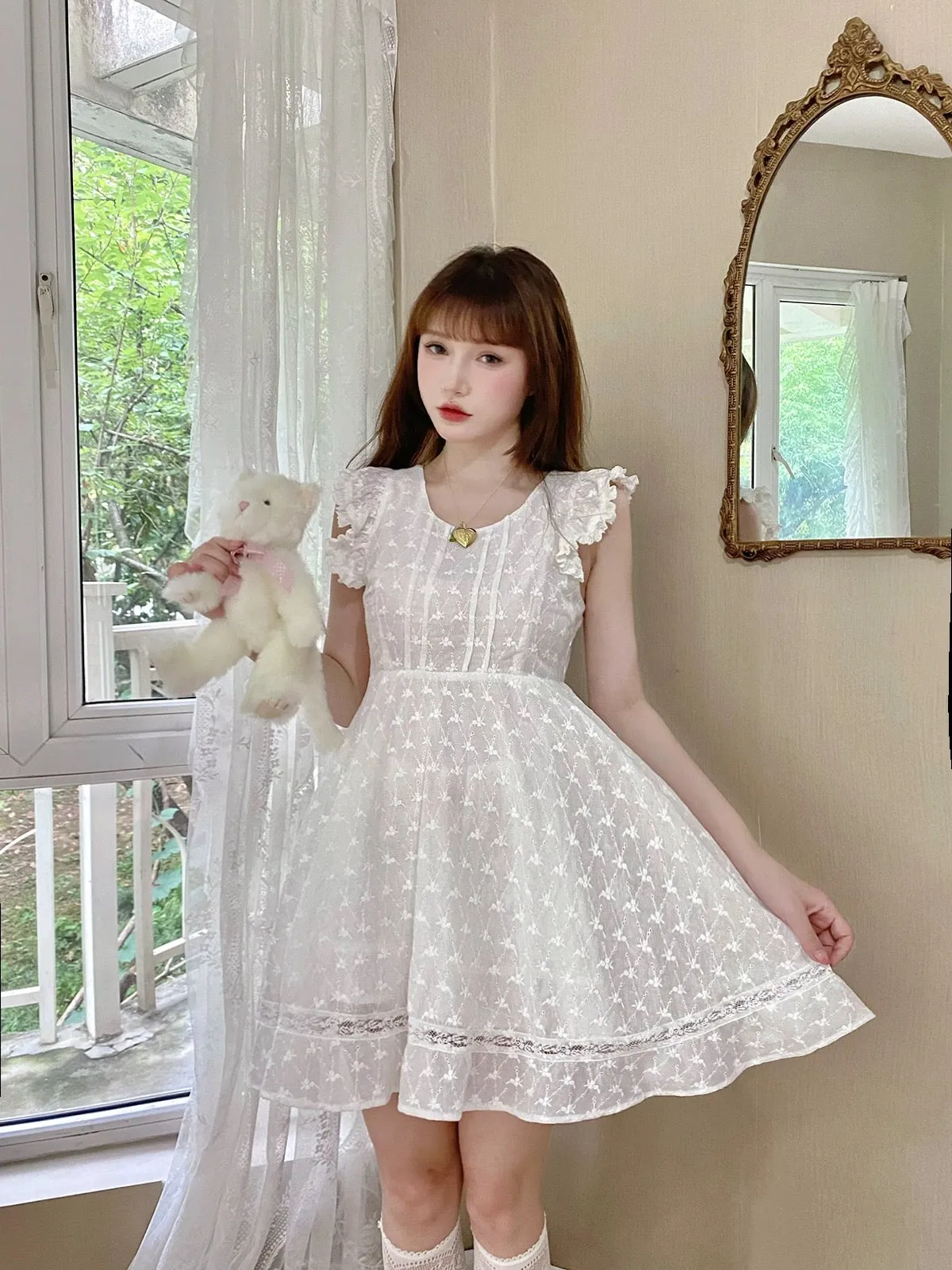 Cottage Angel Cotton Mini Dress