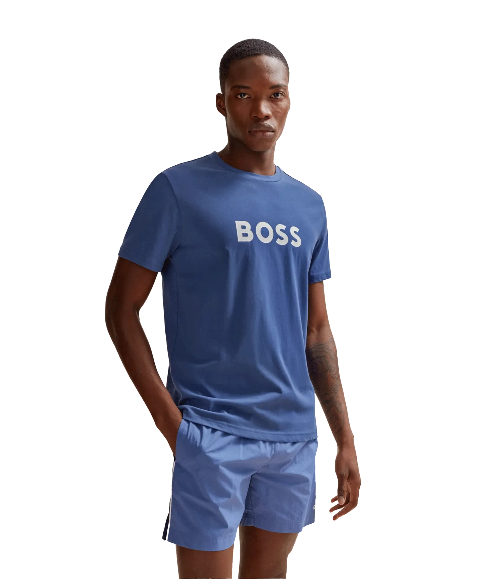 Cotton-jersey Regular-fit T-shirt With Logo Print - Blue