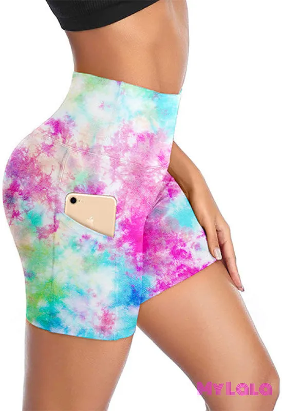 Curvy Pocketed Gym Shorts (Tie Dye)