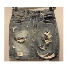 Dark wash heavy distressed mini