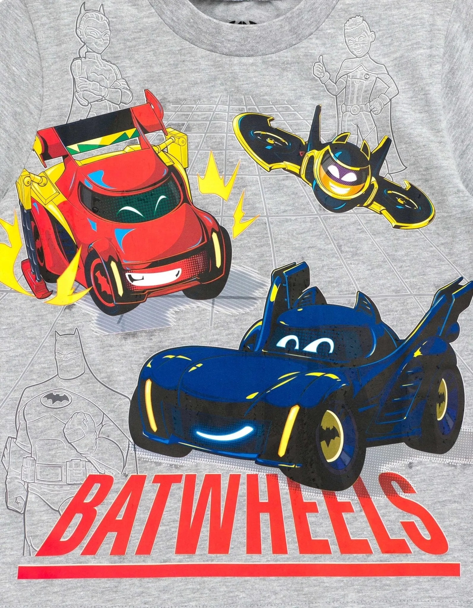 DC Comics Batwheels Bam the Batmobile Batwing Redbird T-Shirt and French Terry Cargo Shorts Outfit Toddler to Little kid