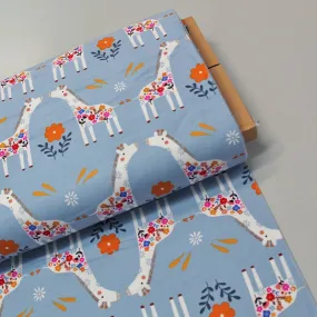 Dressmaking Corduroy - Pale Blue - Kissing Giraffes