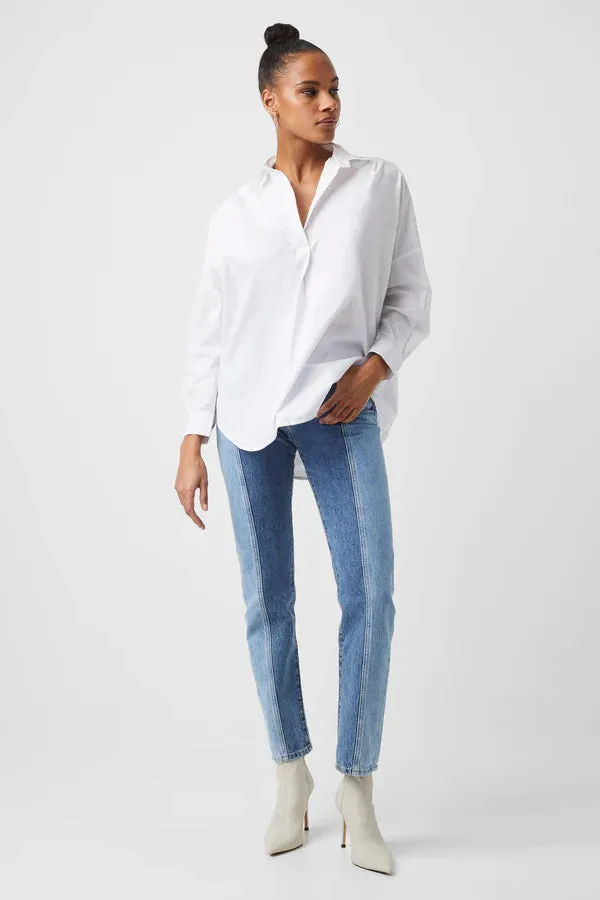 French Connection Rhodes Popover Shirt-Linen White-72MZB