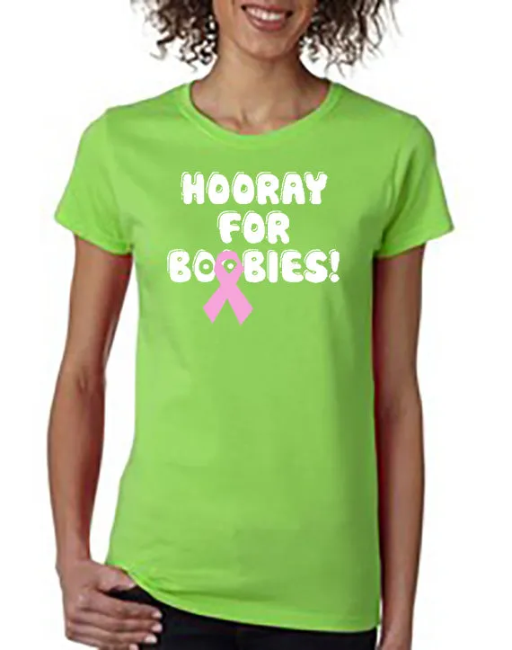 Hooray for Boobies Pink Ribbon T-Shirt Breast Cancer Awareness