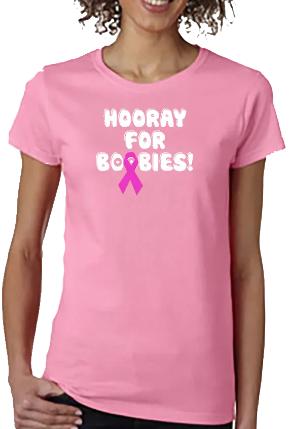 Hooray for Boobies Pink Ribbon T-Shirt Breast Cancer Awareness