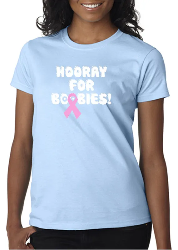 Hooray for Boobies Pink Ribbon T-Shirt Breast Cancer Awareness