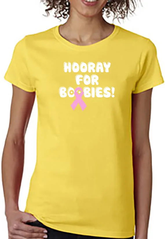 Hooray for Boobies Pink Ribbon T-Shirt Breast Cancer Awareness