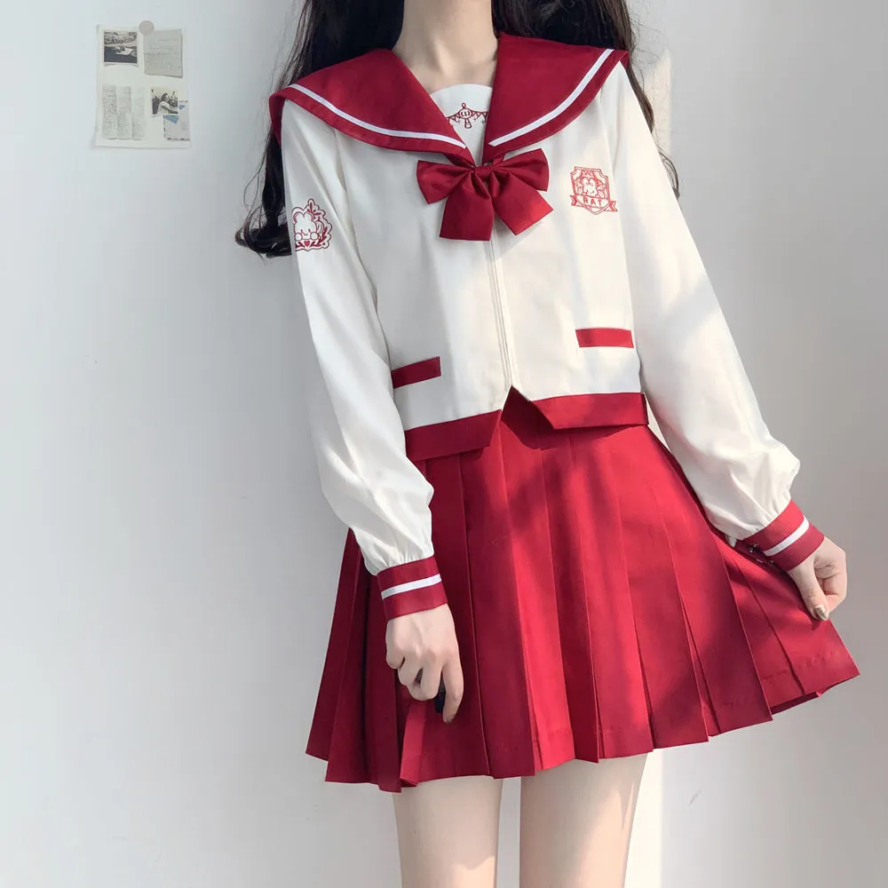 Japanese Red JK Sailor Suit skirt Set