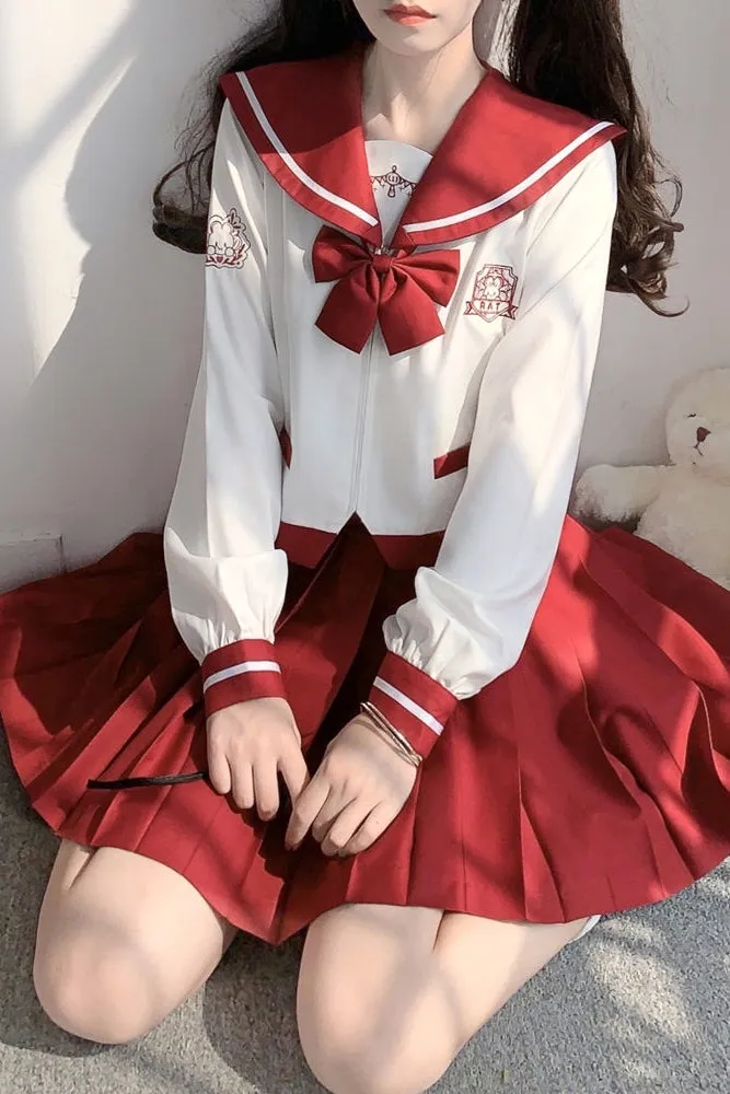 Japanese Red JK Sailor Suit skirt Set