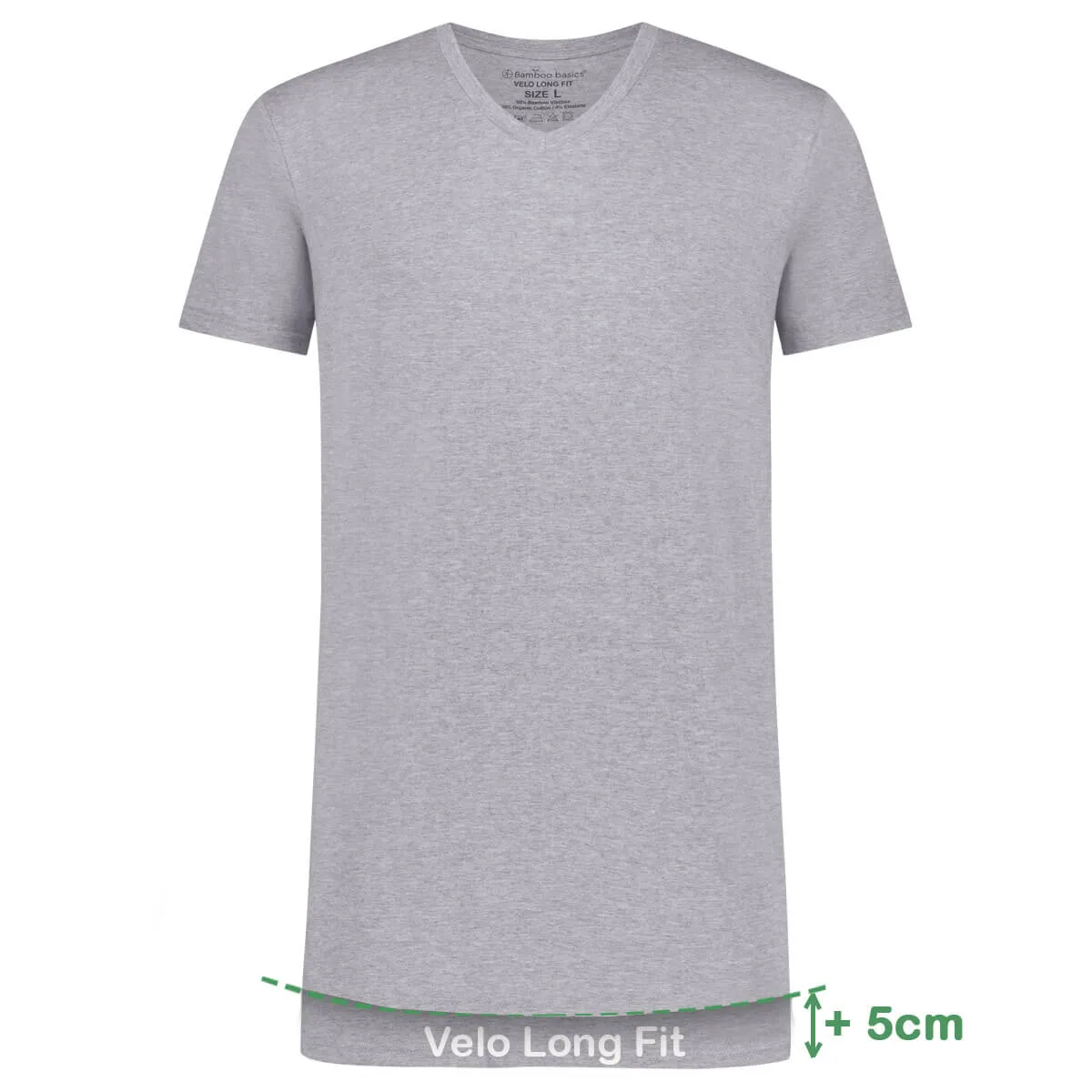 Long Fit T-Shirts Velo V-hals (2-pack) - Grey Melange