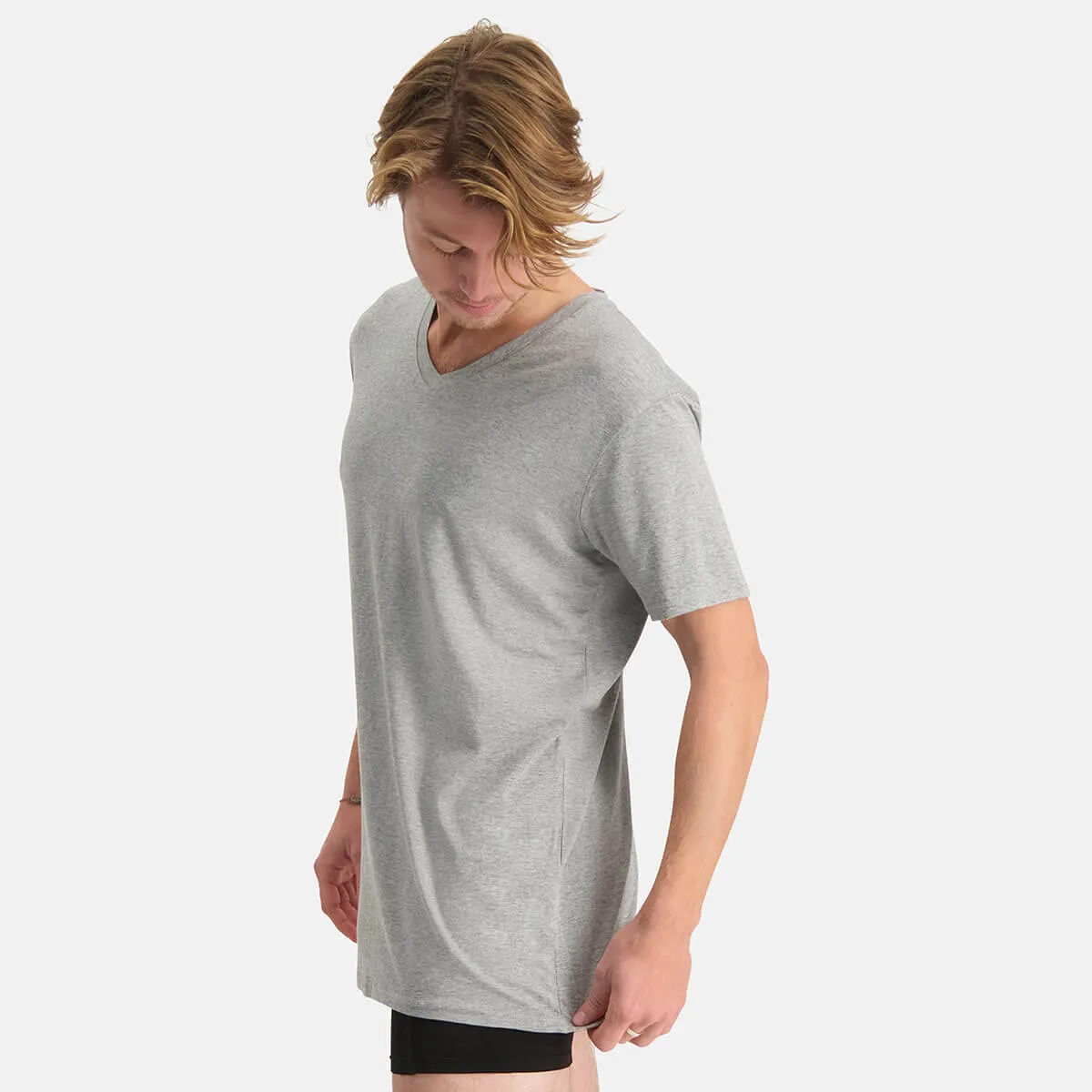 Long Fit T-Shirts Velo V-hals (2-pack) - Grey Melange