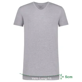Long Fit T-Shirts Velo V-hals (2-pack) - Grey Melange