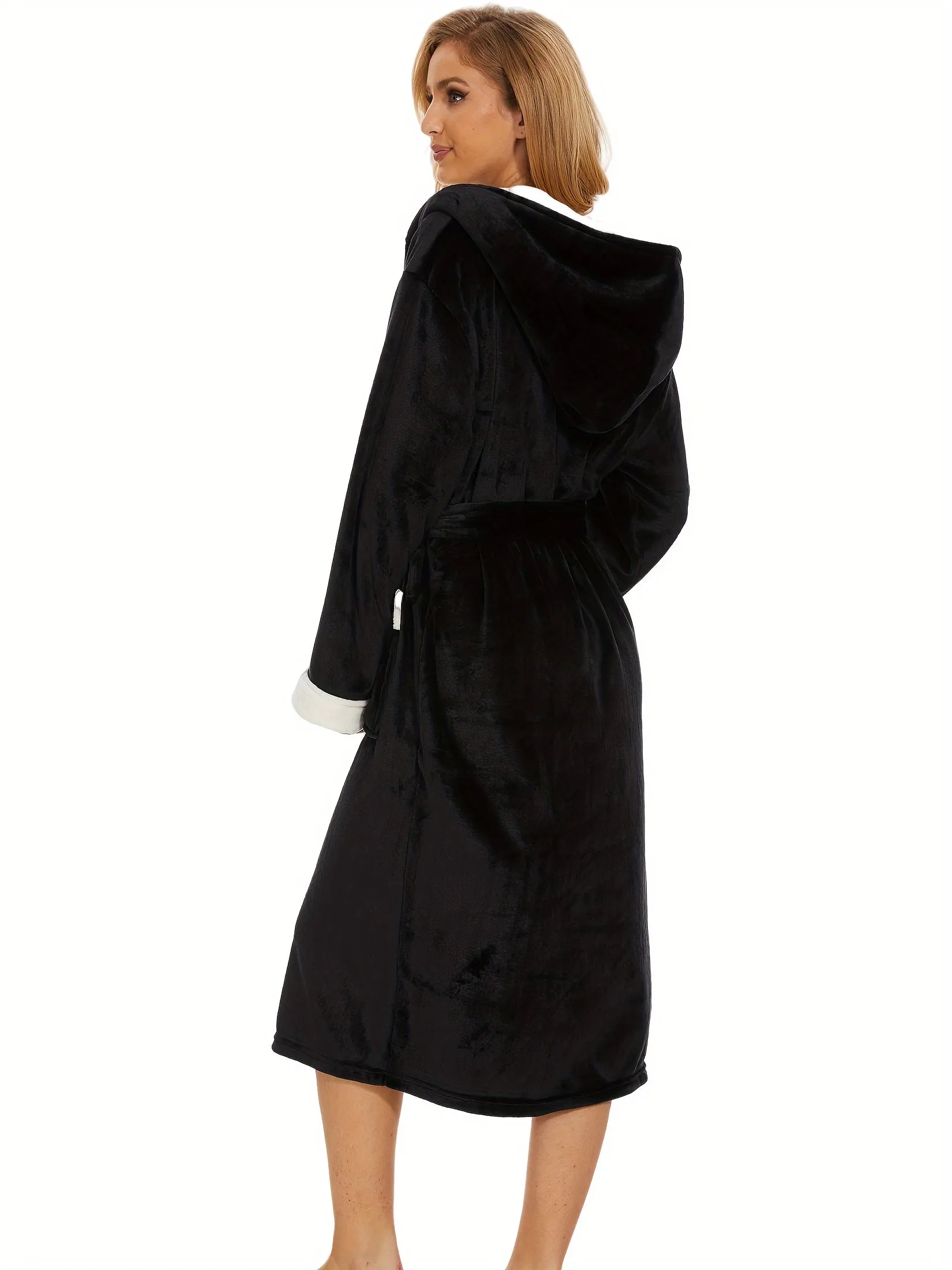 Luxurious Plush Fleece Bathrobe for Women - Soft, Cozy, and Warm Full-Length Hooded Robe for Fall and Winter - Perfect for Lounging and Relaxation