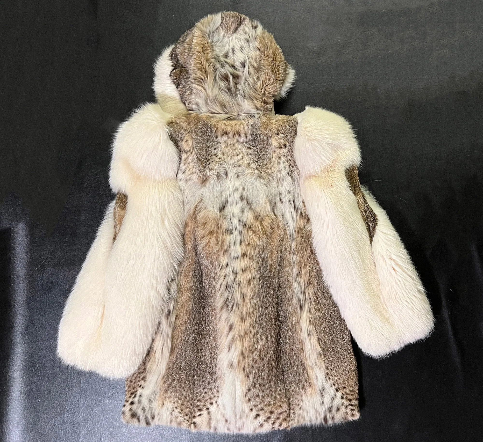 Lynx and Blush Fox Parka Jacket, Coat with Hood